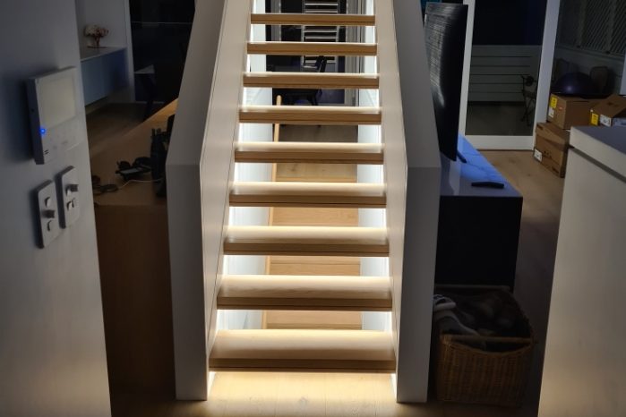 Wooden Stairs with lights